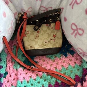 Coach Beige and Red Crossbody Bag